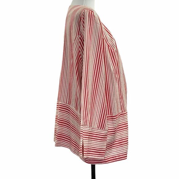 Ny Collection Striped Linen Blend Open Jacket 2x - Picture 6 of 12